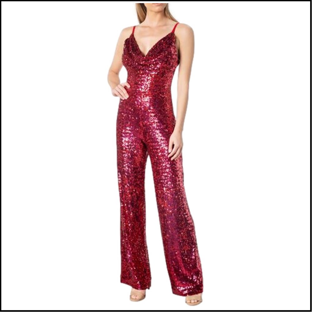 Meyer Sequin Cowl-Neck Jumpsuit by Dress The Population